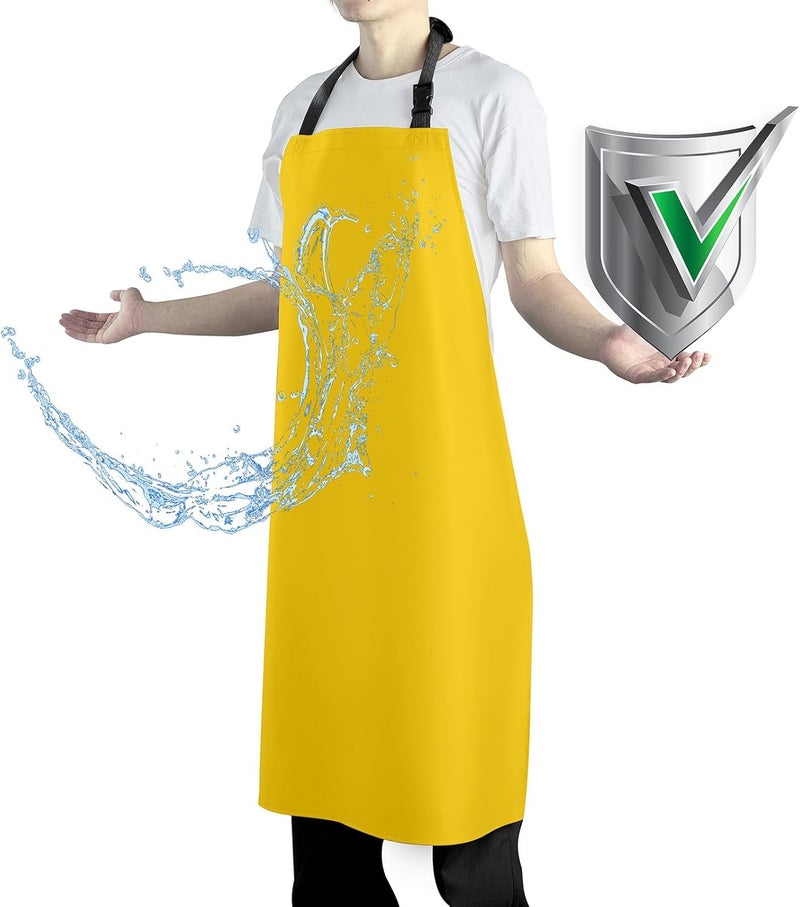Vammcht Waterproof Apron with Comfortable Adjustable Bib Rubber Vinyl Dishwasher Heavy Duty Apron for Men Women Dishwashing - Image 1